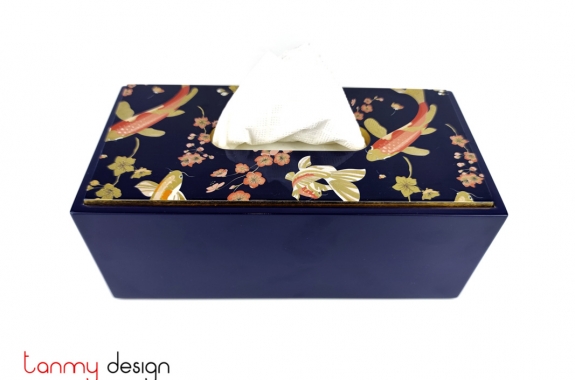 Blue tissue box with Koi fish pattern 24*12*9 cm